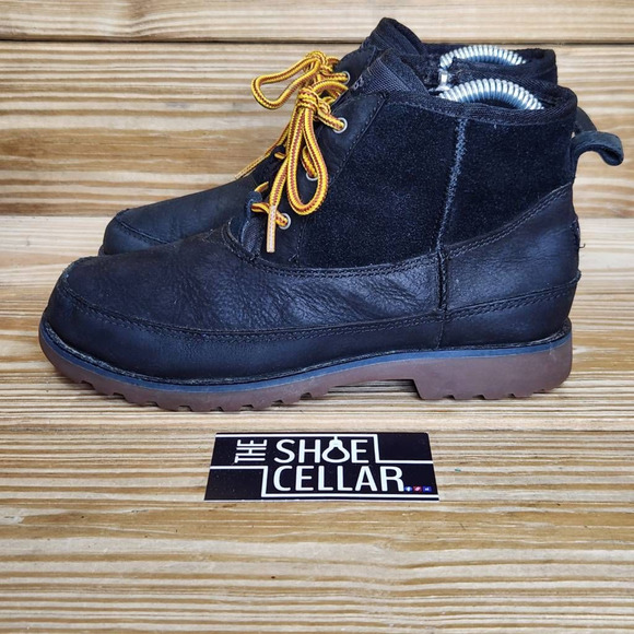 UGG Girls Bradley Ankle Boots Leather Black Yellow Laces Zip Round Toe 4 EUR 36 - Picture 4 of 8